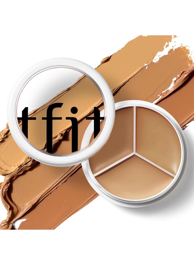 TFIT Multi-Use Pot Concealer - Triple Palette | High-Pigmented, Full Coverage & Crease-Proof | Korean Concealer for Dark Circles, Redness & Blemishes (04 Dark, 15g) - Image 4