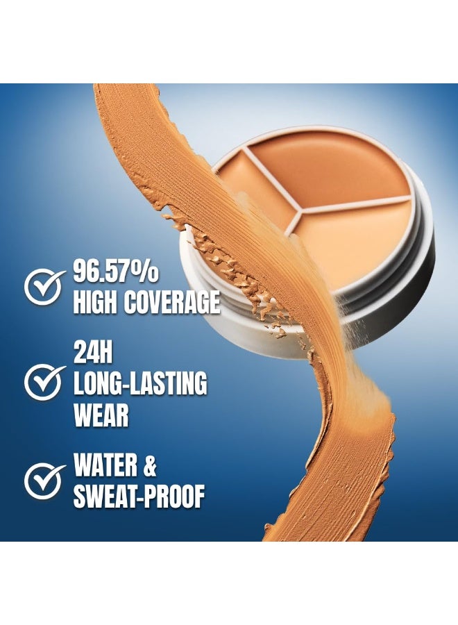 TFIT Multi-Use Pot Concealer - Triple Palette | High-Pigmented, Full Coverage & Crease-Proof | Korean Concealer for Dark Circles, Redness & Blemishes (04 Dark, 15g) - Image 2