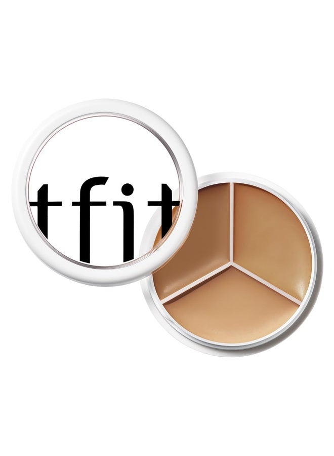 TFIT Multi-Use Pot Concealer - Triple Palette | High-Pigmented, Full Coverage & Crease-Proof | Korean Concealer for Dark Circles, Redness & Blemishes (04 Dark, 15g) - Image 1