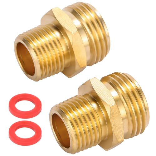 Sanpaint 2 Pack 3/4" GHT to 1/2" NPT Male Connector, Brass Garden Hose Fitting, Male Hose Adapter,Brass Garden Hose to Pipe Fittings Connect - Image 1