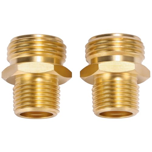 Sanpaint 2 Pack 3/4" GHT to 1/2" NPT Male Connector, Brass Garden Hose Fitting, Male Hose Adapter,Brass Garden Hose to Pipe Fittings Connect - Image 4