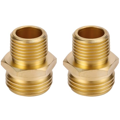 Sanpaint 2 Pack 3/4" GHT to 1/2" NPT Male Connector, Brass Garden Hose Fitting, Male Hose Adapter,Brass Garden Hose to Pipe Fittings Connect - Image 5