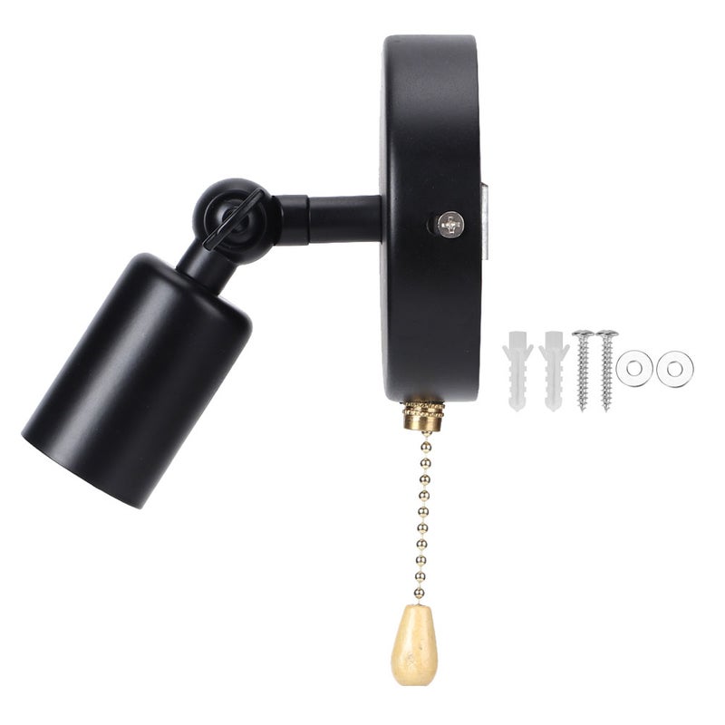 E26/E27 Vintage Wall Lamp Light with Adjustable Head for Bedside Study Room 85-245Vnot contain light bulb black - Image 1