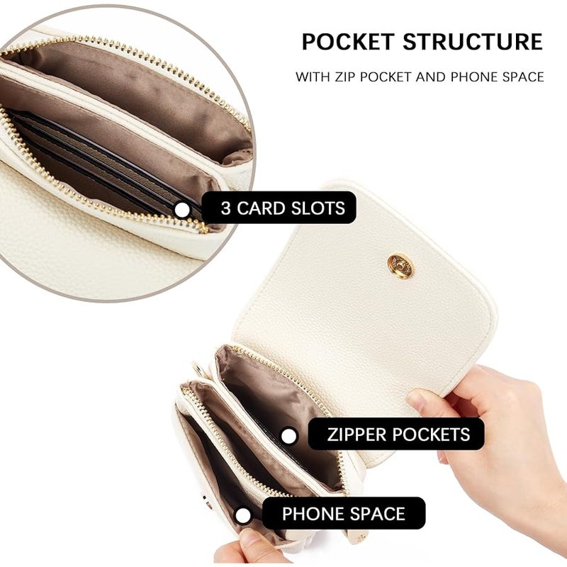 Bostanten Crossbody Bag For Women Leather Small Crossbody Purse Cell Phone Wallet Purses Should Bag, B-01-pebble Beige-white, S, contemporary - Image 4