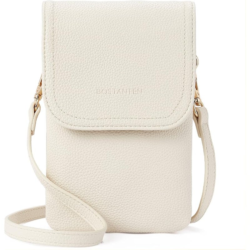 Bostanten Crossbody Bag For Women Leather Small Crossbody Purse Cell Phone Wallet Purses Should Bag, B-01-pebble Beige-white, S, contemporary - Image 1