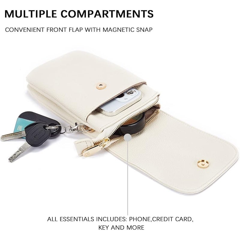 Bostanten Crossbody Bag For Women Leather Small Crossbody Purse Cell Phone Wallet Purses Should Bag, B-01-pebble Beige-white, S, contemporary - Image 5