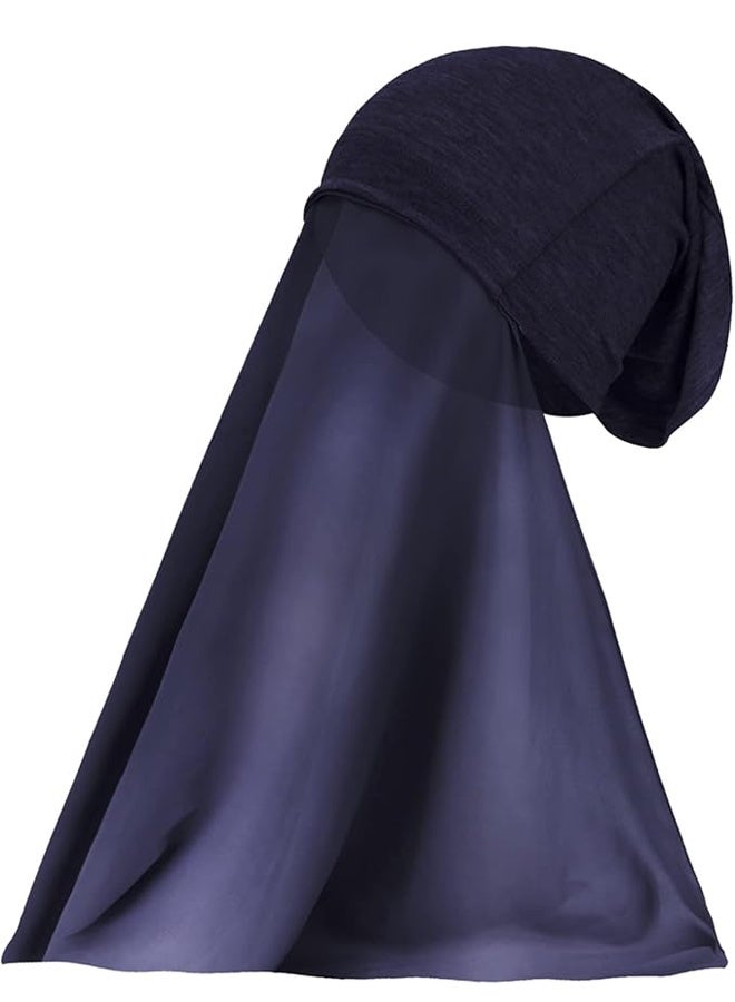 Chiffon Instant Hijab for Women Muslim Under Scarf Tube Cap with Veil Fashion Islam Solid Color Headscarf Turban Wrap - Image 4