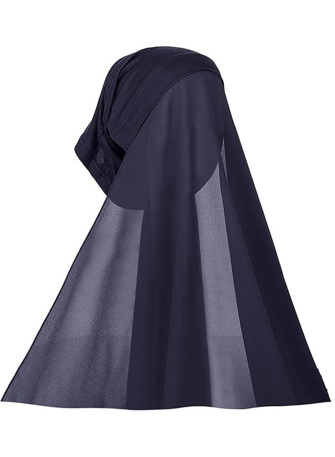 Chiffon Instant Hijab for Women Muslim Under Scarf Tube Cap with Veil Fashion Islam Solid Color Headscarf Turban Wrap - Image 1