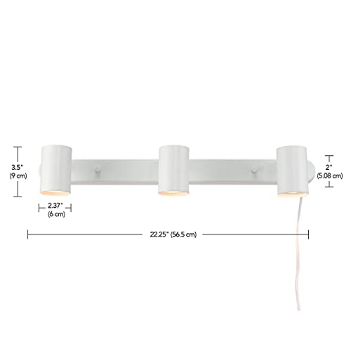 Globe Electric 60024 3-Light Plug-in Track Lighting, Adjustable Heads, Matte White Finish, 22-inch, 15-Foot Cord with in-Line Switch, Compatible with GU10 Base Bulbs (Sold Separately) - Image 4