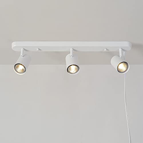 Globe Electric 60024 3-Light Plug-in Track Lighting, Adjustable Heads, Matte White Finish, 22-inch, 15-Foot Cord with in-Line Switch, Compatible with GU10 Base Bulbs (Sold Separately) - Image 5