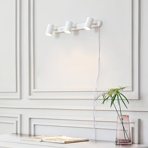 Globe Electric 60024 3-Light Plug-in Track Lighting, Adjustable Heads, Matte White Finish, 22-inch, 15-Foot Cord with in-Line Switch, Compatible with GU10 Base Bulbs (Sold Separately) - Image 2
