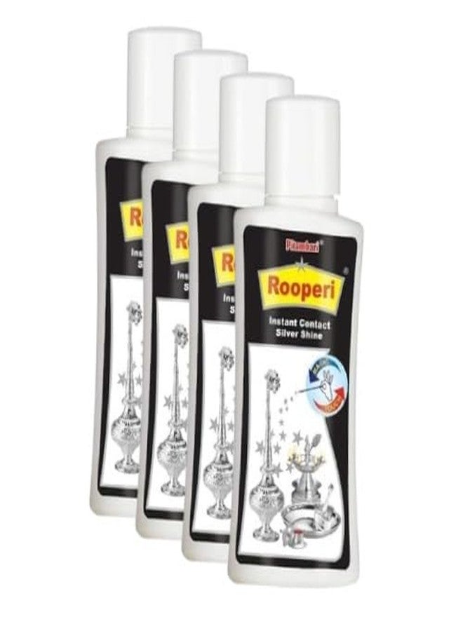 Pitambari Rooperi Silver Shine Instant Cleaner 50ml (PACK OF 4) | Restores Shine to Silver Diyas, Vessels & Antique Pieces with Detailed Designs