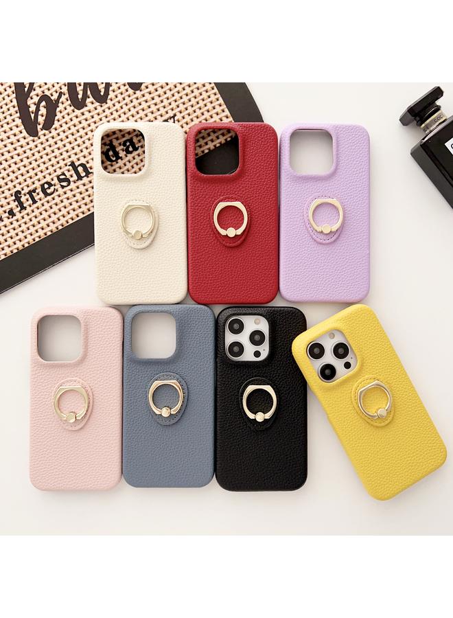 اس-توب جراب هاتف iPhone 15 بحلقة من نسيج الليتشي مقاوم للصدمات - Image 2