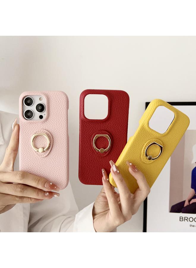 اس-توب جراب هاتف iPhone 15 بحلقة من نسيج الليتشي مقاوم للصدمات - Image 3