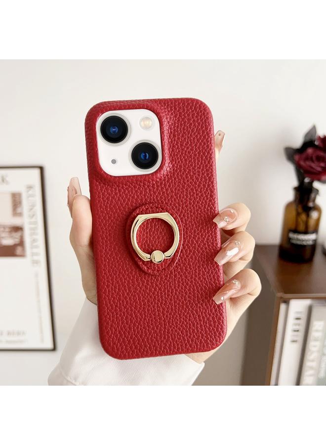 اس-توب جراب هاتف iPhone 15 بحلقة من نسيج الليتشي مقاوم للصدمات - Image 1