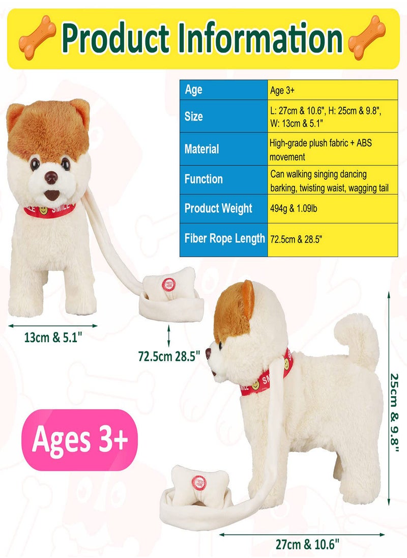 SYOSI - Walking Dog Toy, Musical Singing Dancing Plush Interactive Dog Walk Along Toy Puppy, with Leash Dog Robot Plush Stuffed Animal Shaking Toy for Boys Girls, Stuffed Electronic Pet for Kids - Image 1