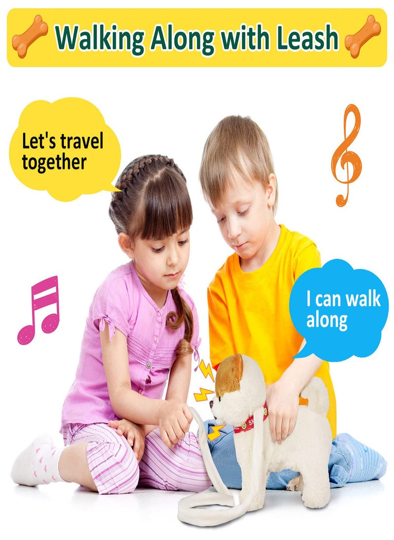 SYOSI - Walking Dog Toy, Musical Singing Dancing Plush Interactive Dog Walk Along Toy Puppy, with Leash Dog Robot Plush Stuffed Animal Shaking Toy for Boys Girls, Stuffed Electronic Pet for Kids - Image 1