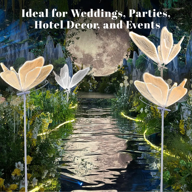VoyageEase 3-Color Butterfly Floor Lamp - Adjustable Wedding/Home LED Lighting, Ceiling Hanging & Standing Dual Use Decorative Lamp, 1 Pack 60cm(23.6") Elegant Butterfly Shape Floor Light - Image 2