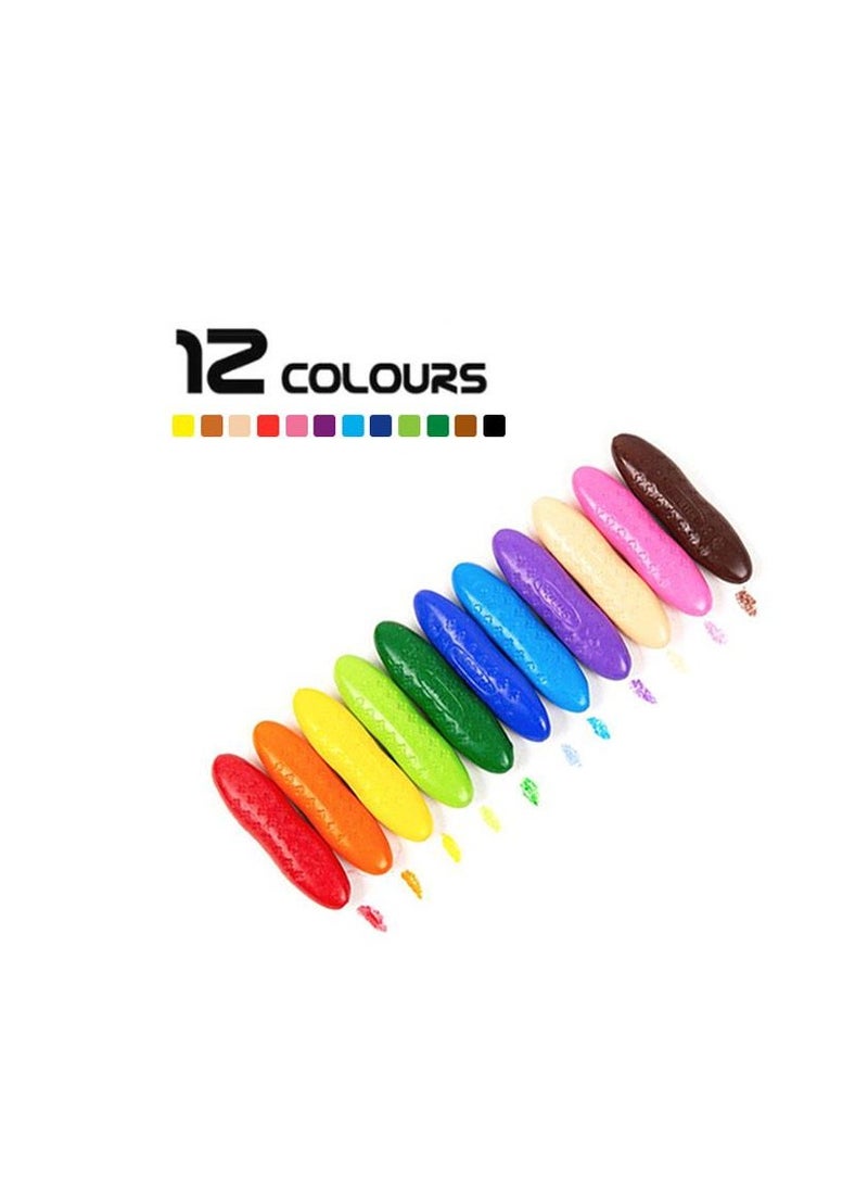 YPlus 12 Colors Space Crayon, Non-Toxic Crayons , Easy To Grip Washable Crayons, Safe Colouring Art school Supplies Gift Set For Kids - Image 3