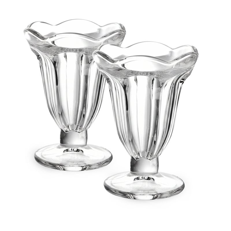 كويزين أرت كؤوس آيس كريم من زجاج الصودا والجير من كويزين آرت، سعة 190 مل، مجموعة من قطعتين | كؤوس حلوى شفافة للآيس كريم والفالودة والميلك شيك | أكواب تقديم شفافة للمنزل والمقهى - Image 1