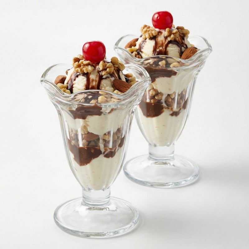 كويزين أرت كؤوس آيس كريم من زجاج الصودا والجير من كويزين آرت، سعة 190 مل، مجموعة من قطعتين | كؤوس حلوى شفافة للآيس كريم والفالودة والميلك شيك | أكواب تقديم شفافة للمنزل والمقهى - Image 2