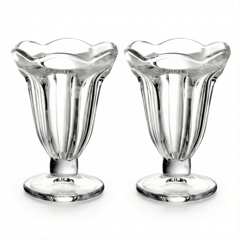 كويزين أرت كؤوس آيس كريم من زجاج الصودا والجير من كويزين آرت، سعة 190 مل، مجموعة من قطعتين | كؤوس حلوى شفافة للآيس كريم والفالودة والميلك شيك | أكواب تقديم شفافة للمنزل والمقهى - Image 4