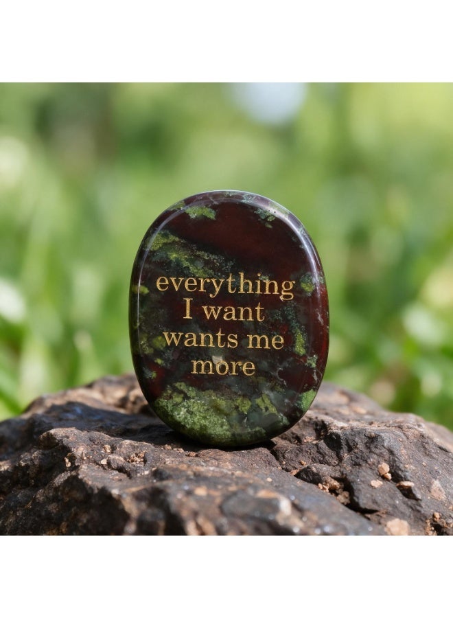 Engraved Affirmation Palm Worry Stone, Natural Pocket Crystal 45×35×6mm - Image 5