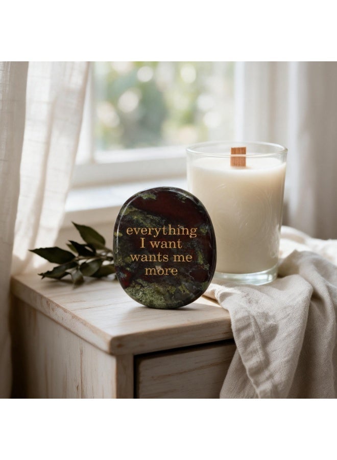 Engraved Affirmation Palm Worry Stone, Natural Pocket Crystal 45×35×6mm - Image 3