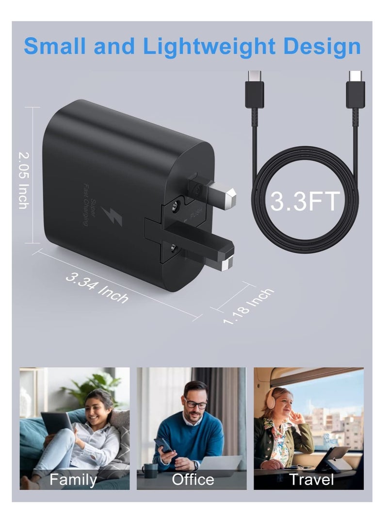 general 1PACK 25W Charger for Samsung Fast Plug and Cable 1M, USB Type C Plug and USB C to C lead for Samsung Galaxy Phone Charging S24/S23/S23+/S22/S21/S21fe/S20/S20fe/A16/A15/A14/A13/A33/A34/A35/A53/A54/A55 - Image 5