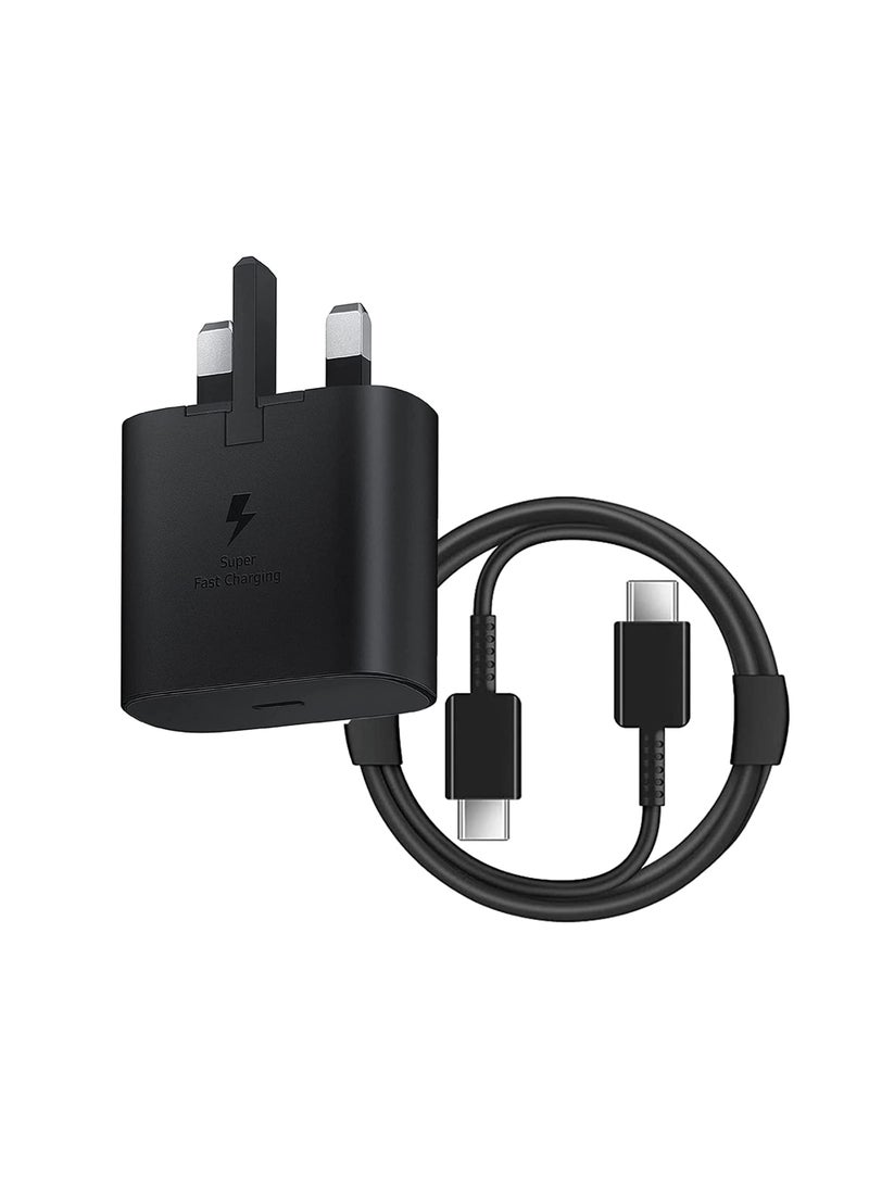 general 1PACK 25W Charger for Samsung Fast Plug and Cable 1M, USB Type C Plug and USB C to C lead for Samsung Galaxy Phone Charging S24/S23/S23+/S22/S21/S21fe/S20/S20fe/A16/A15/A14/A13/A33/A34/A35/A53/A54/A55 - Image 1