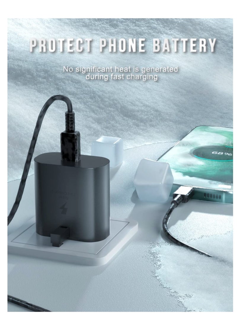 general 1PACK 25W Charger for Samsung Fast Plug and Cable 1M, USB Type C Plug and USB C to C lead for Samsung Galaxy Phone Charging S24/S23/S23+/S22/S21/S21fe/S20/S20fe/A16/A15/A14/A13/A33/A34/A35/A53/A54/A55 - Image 4