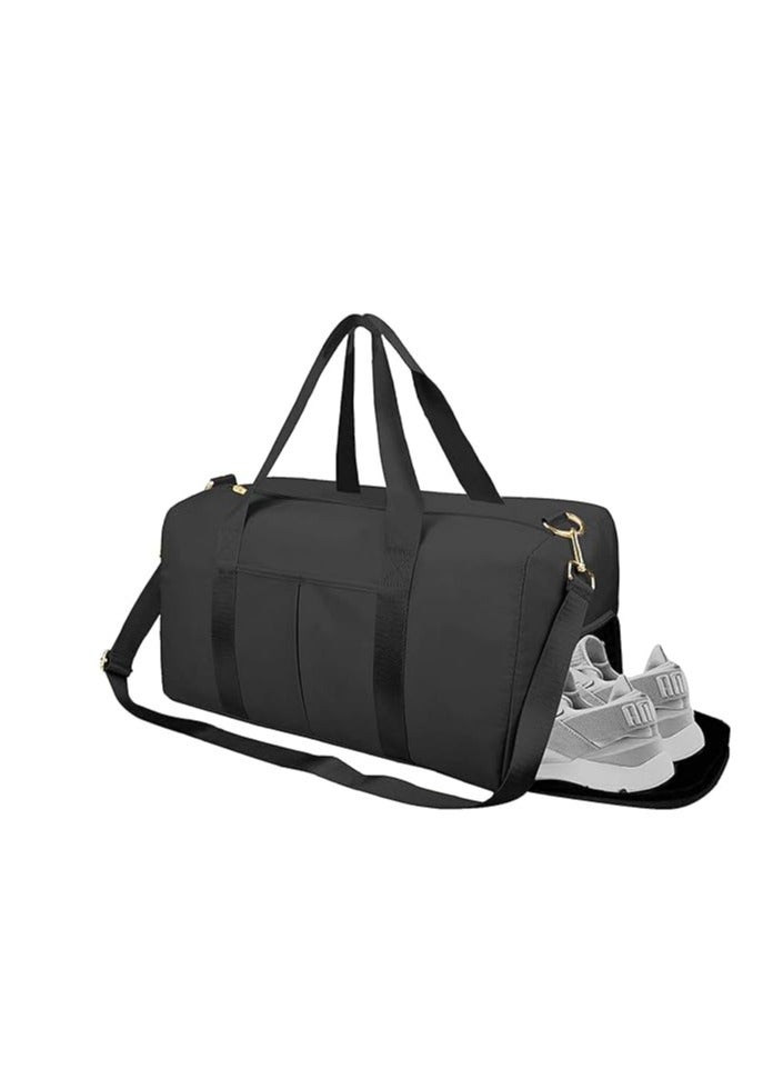 AMERTEER Sports Gym Bag for Women,Workout Duffel Bag Travel Bags Swim Sports Travel Gym Bag with Dry Wet Pocket and Shoe Compartment (Black) - Image 1