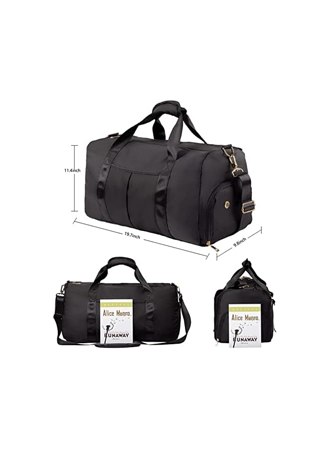 AMERTEER Sports Gym Bag for Women,Workout Duffel Bag Travel Bags Swim Sports Travel Gym Bag with Dry Wet Pocket and Shoe Compartment (Black) - Image 5