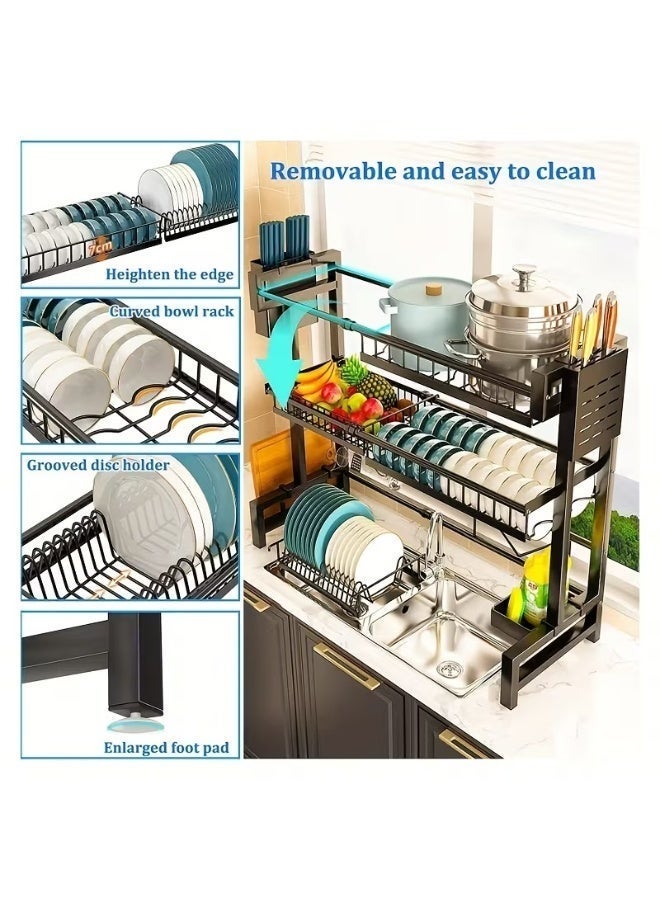 بلومنغ تايم رف تجفيف أطباق فوق الحوض بطبقتين - مصفاة مطبخ قابلة للتعديل وقابلة للفصل بتصميم موفر للمساحة - Image 4