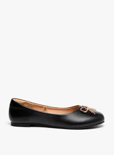 MISSY Girls Bow Accent Slip-On Round Toe Ballerina Shoes