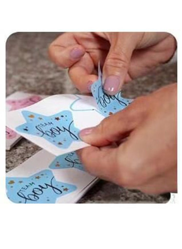 Captaintech Gender Display Stickers with Gold Foil for Team Boy and Team Girl Labels Pink and Blue Gender Labels for Party Invitations and Voting Games, Baby Shower Labels (80 Sheets)  - Image 4