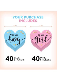 Captaintech Gender Display Stickers with Gold Foil for Team Boy and Team Girl Labels Pink and Blue Gender Labels for Party Invitations and Voting Games, Baby Shower Labels (80 Sheets)  - Image 3