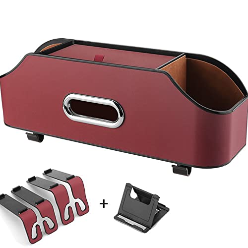 HAOTULE New car headrest Rear seat Multifunctional Storage Box, partition Design, with Cup Holder, Tissue Box, headrest Hook, Suitable for Children and Adults, car Travel Accessories（Red） - Image 2