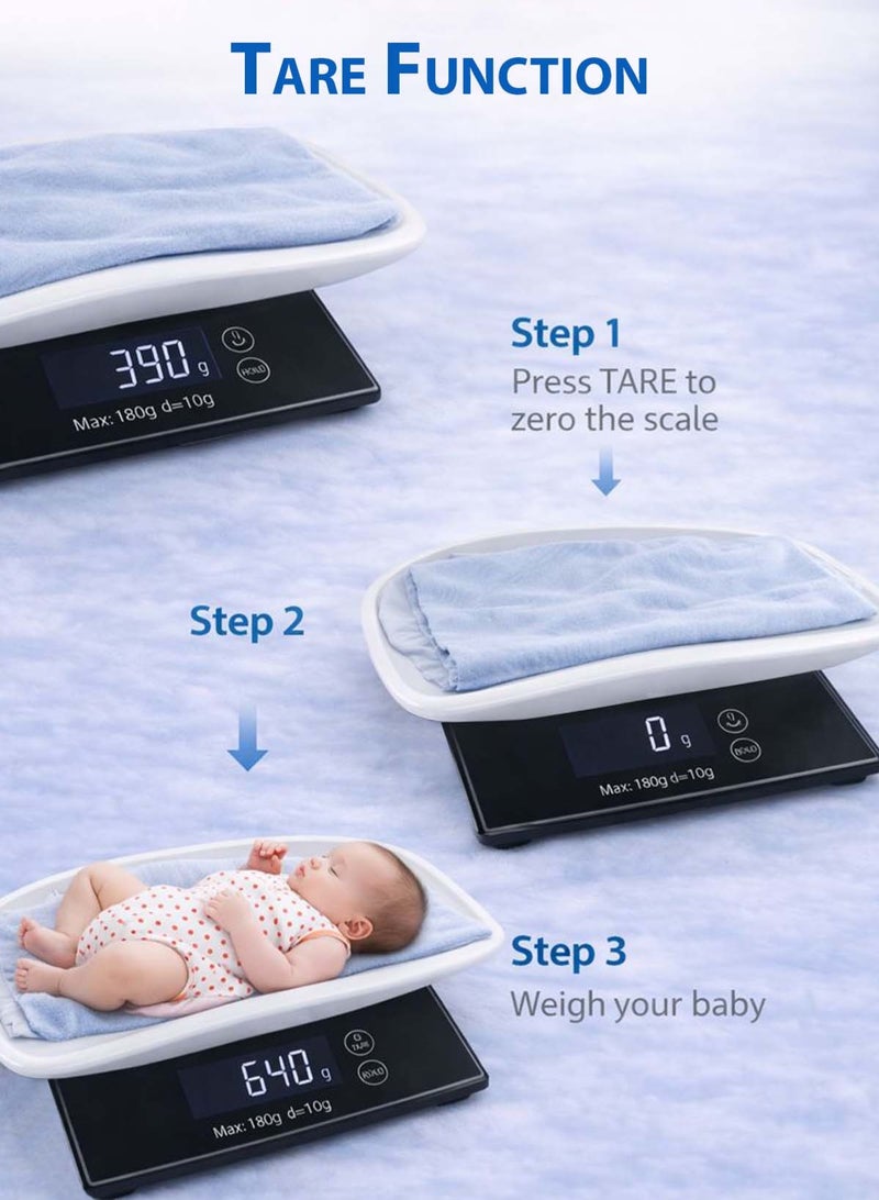 Spectrum 2-in-1 Baby & Adult Digital Weight Scale with Removable Baby Tray, High Accuracy Infant Growth Monitoring Scale, kg/lb/oz Measurement, TARE & Hold Function, Backlit LCD Touch Display, 180kg Capacity, Home Use - Image 5
