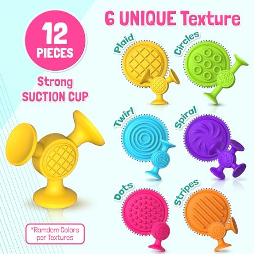 Richtim Toddlers Suction Cup Bath Toys 12 Pcs Sensory Suction Bath Toys for Toddler Kids Suction Fidget Toys Suction Cup Toys for Windows Travel - Image 5
