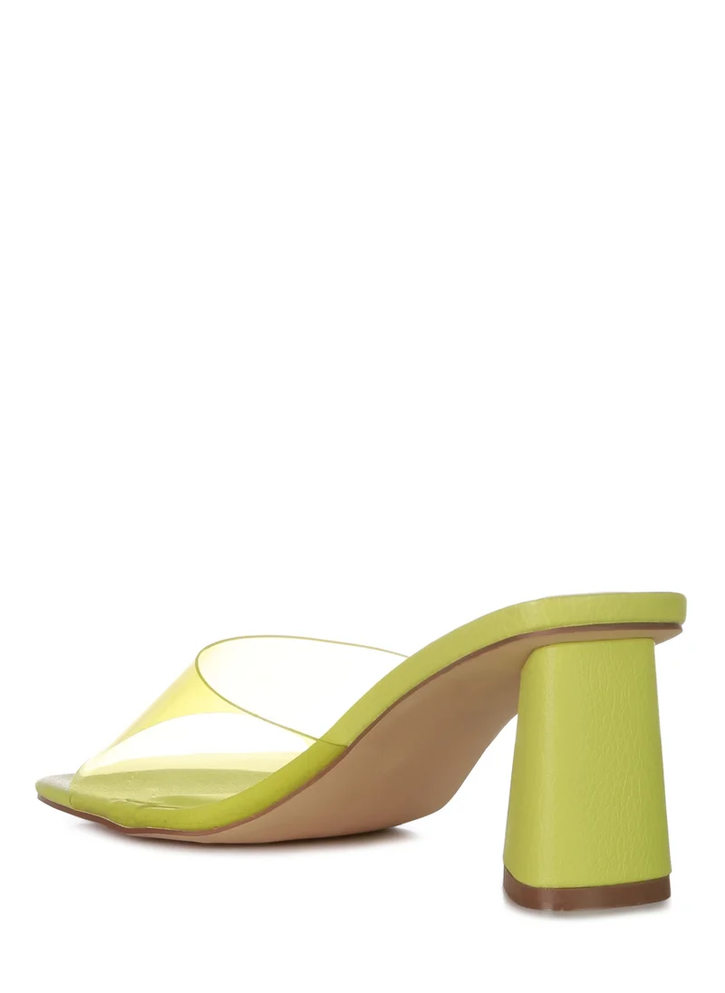 London Rag Lime Clear Strap Slip On Sandal