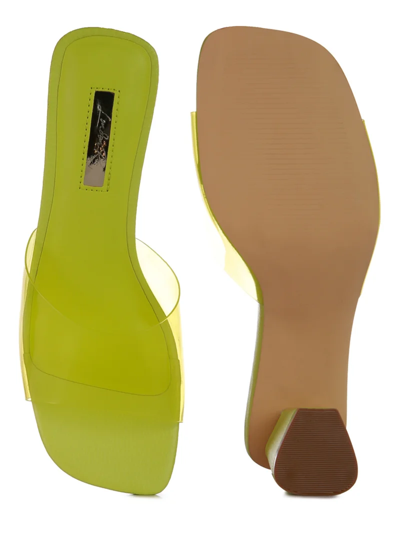 London Rag Lime Clear Strap Slip On Sandal