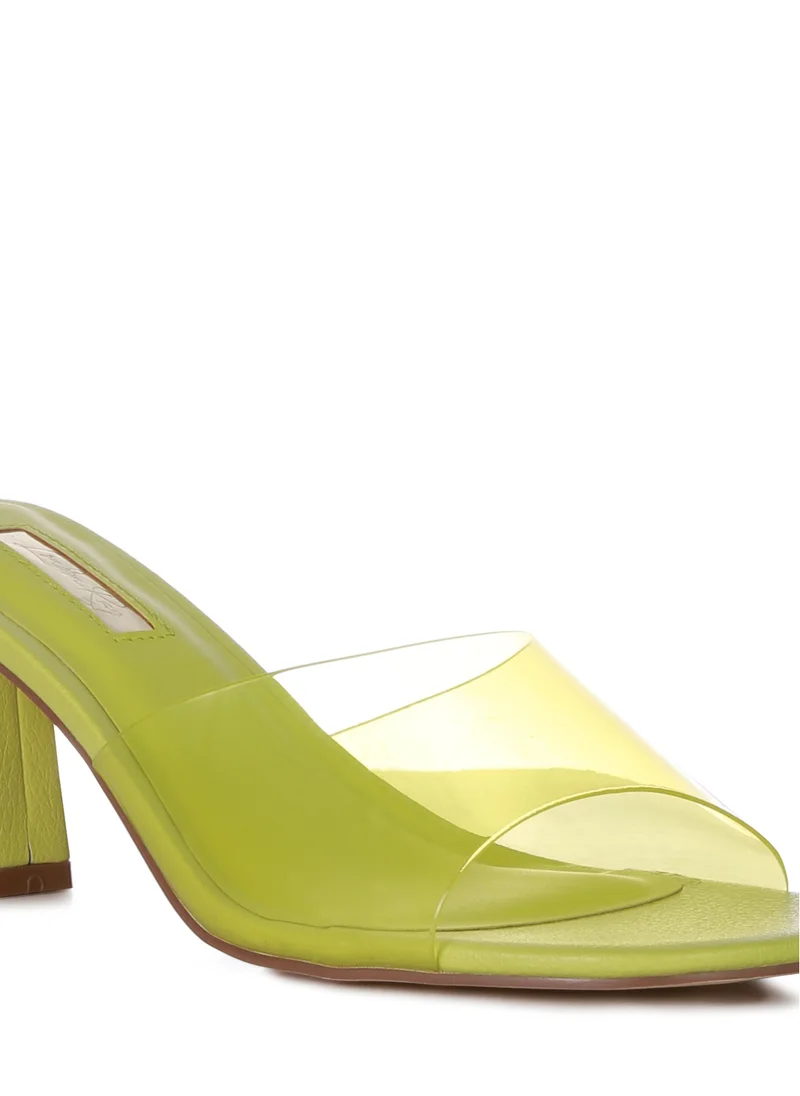 London Rag Lime Clear Strap Slip On Sandal