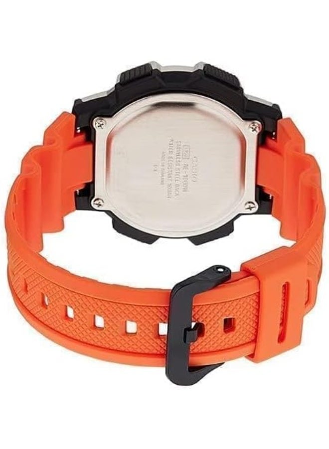 Casio Men's Watch - AE-1000W-4BVDF Grey Dial, Orange Band - Image 4