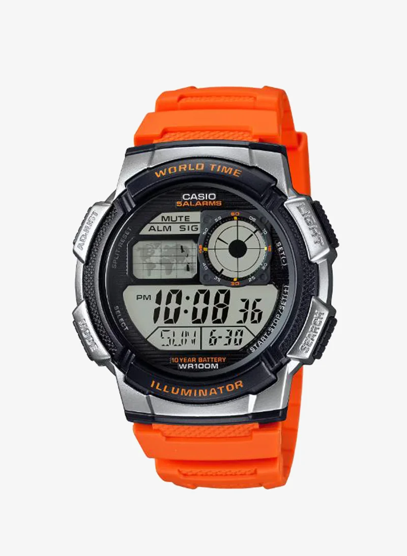 Casio Men's Watch - AE-1000W-4BVDF Grey Dial, Orange Band