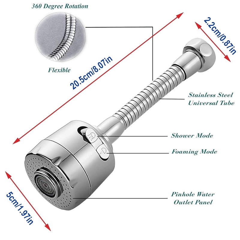 CLINTON ملحق صنبور لمغسلة المطبخ | 2 وضعيات تدفق | موسع صنبور مرن للصنابير | هوائيات لصنبور الماء | توفير يصل إلى 50% من الماء - Image 5