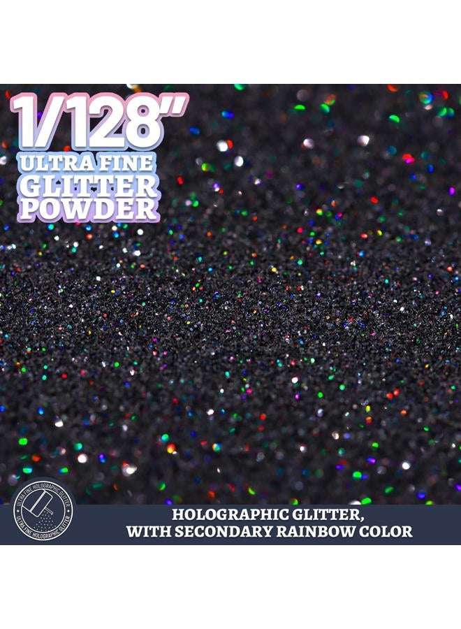 LEOBRO Black Glitter, Glitter, 180G/6.35OZ Holographic Ultra Fine Glitter, Resin Glitter Powder, 1/128 Metallic Black Glitter for Crafts Resin Tumblers Hair Face Body Art Craft Halloween Glitter - Image 4