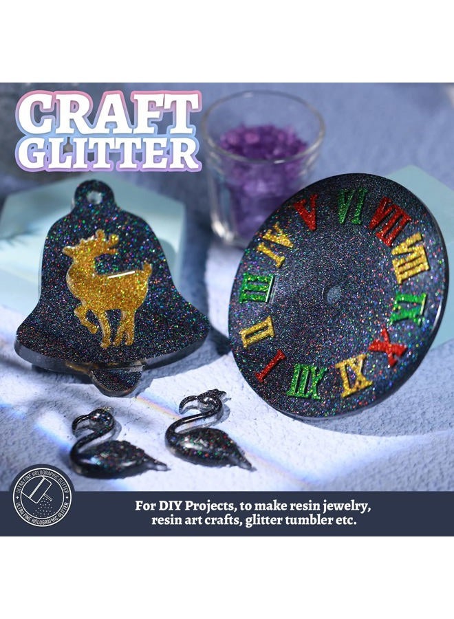 LEOBRO Black Glitter, Glitter, 180G/6.35OZ Holographic Ultra Fine Glitter, Resin Glitter Powder, 1/128 Metallic Black Glitter for Crafts Resin Tumblers Hair Face Body Art Craft Halloween Glitter - Image 5
