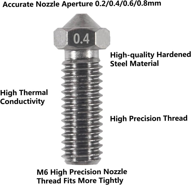 AITIAO 10PCS Volcano Nozzle 0.2mm Hardened Steel Volcano Nozzle M6 V6 Hotend Printed Head for J-Head Hotend Extruder 3D Printer Parts - Image 3