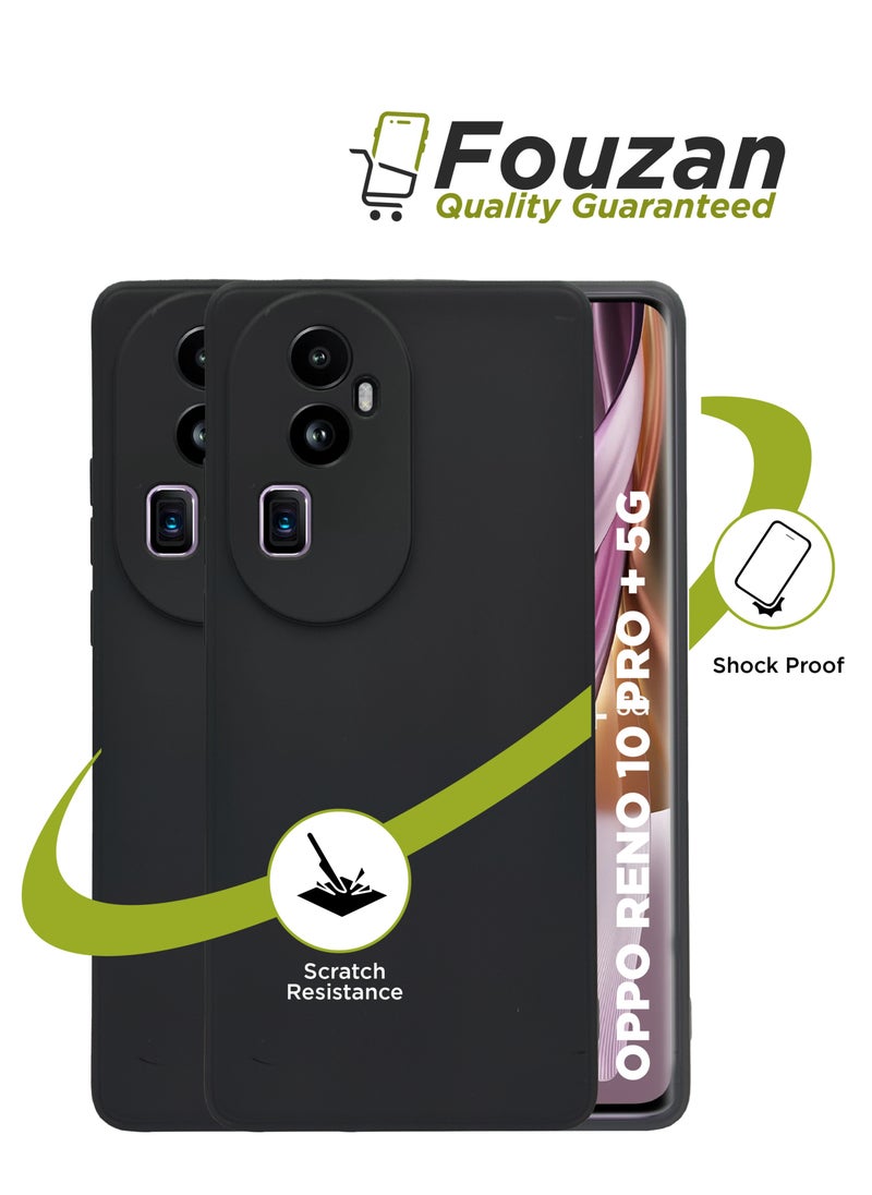 Generic مجموعة من 2 غطاء حماية خلفي من السيليكون المرن الناعم لهاتف Oppo Reno 10 Pro+ 5G - أسود  - Image 1